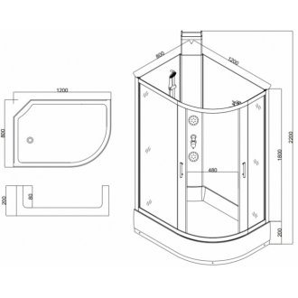 Душевая кабина Taliente TA-128CWL 120x80