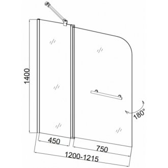 Душевая шторка на ванну Taliente TA-1214CP 120 см