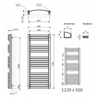 Полотенцесушитель электрический Terma Dexter 1220x500 белый матовый