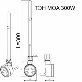 Терморегулятор Terma MOA 300W с вилкой хром