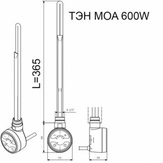 Терморегулятор Terma MOA 600W с вилкой хром