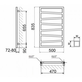 Полотенцесушитель электрический Terma Zigzag 835x500 белый матовый