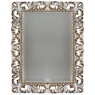 Зеркало прямоугольное Tessoro Isabella TS-1021-W/B с фацетом белый глянец с бронзой