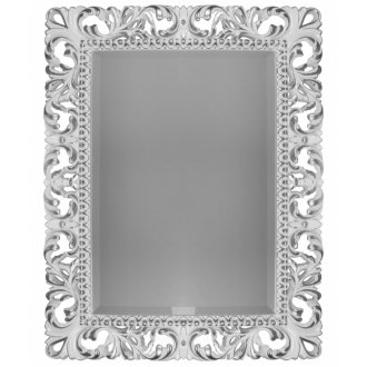 Зеркало прямоугольное Tessoro Isabella TS-1021-W/S с фацетом, белый глянец с серебром