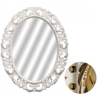 Зеркало овальное Tessoro Isabella TS-102101-W/B без фацета белый глянец с бронзой
