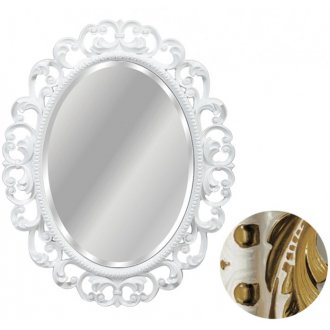 Зеркало овальное Tessoro Isabella TS-107601-W/B без фацета белый глянец с бронзой