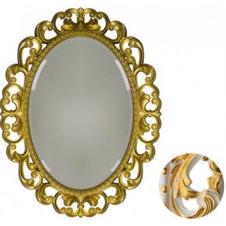 Зеркало овальное Tessoro Isabella TS-10210-W/G с фацетом, белый глянец с золотом