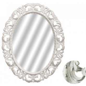 Зеркало овальное Tessoro Isabella TS-102101-W/S без фацета, белый глянец с серебром