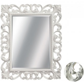Зеркало прямоугольное Tessoro Isabella TS-1076-W/S с фацетом, белый глянец с серебром