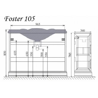 Мебель для ванной напольная Tessoro Foster 105 белая с патиной золото