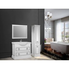 Мебель для ванной напольная Tessoro Foster 120 белая с патиной серебро