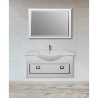 Мебель для ванной подвесная Tessoro Foster 105 белая с патиной серебро
