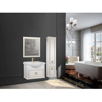 Мебель для ванной подвесная Tessoro Foster 65 белая с патиной золото