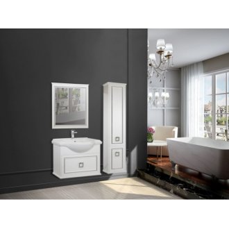 Мебель для ванной подвесная Tessoro Foster 65 белая с патиной серебро