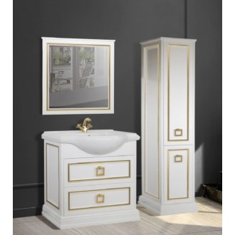 Мебель для ванной напольная Tessoro Foster 80 белая с патиной золото