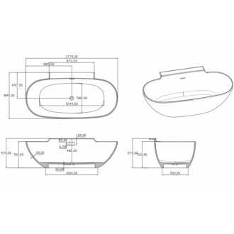 Ванна из искусственного камня Timo Solid Lumi 177x90