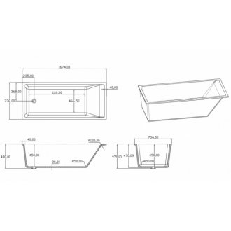 Ванна из искусственного камня Timo Solid Anneli 167x74
