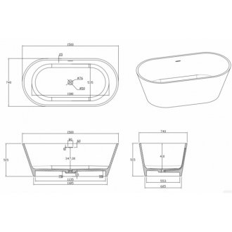 Ванна из искусственного камня Timo Solid Ellisa 150x74
