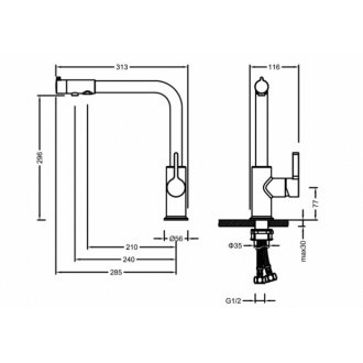 Смеситель для кухни Timo Hette 1026/17F