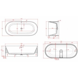 Ванна из искусственного камня Timo Solid Kiara 168x74