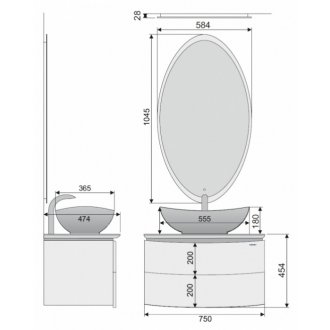 Мебель для ванной Velvex Cerselli Luna 75 см