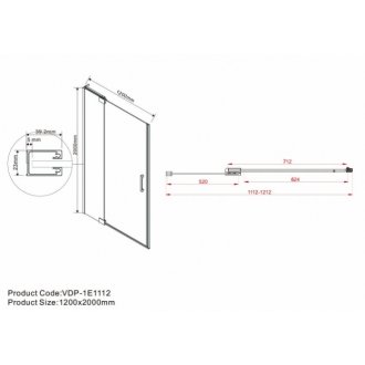 Душевая дверь Vincea Extra VDP-1E 110-120 тонированная Black