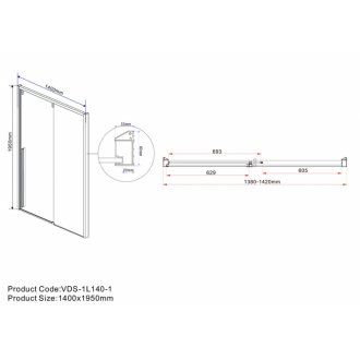 Душевая дверь Vincea Lugano VDS-1L-1 140 см профиль хром