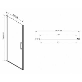 Душевая дверь Vincea Orta VPP-1O 90 см прозрачная