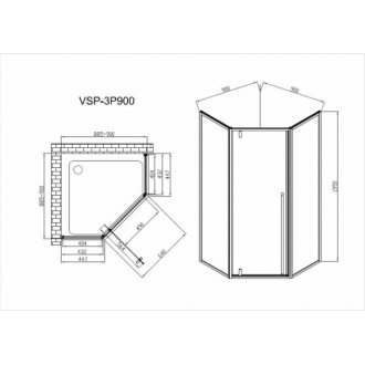 Душевой уголок Vincea Penta VSP-3P 90x90 черный