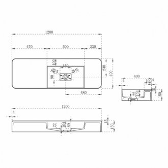 Раковина Vincea Solid Surface VWB-6S4 120 см