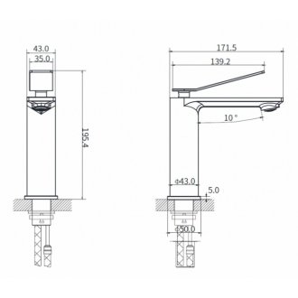 Смеситель для раковины Vincea Verse VBF-2VE1GM