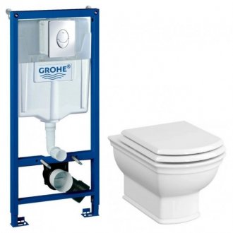 Комплект Grohe Rapid SL 38721001 + Vitra Valarte 7805B003-0075 + Grohe Skate Air 38505000 хром глянцевый