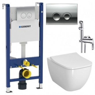 Комплект Geberit Duofix Delta 458.124.21.1 + Vitra Shift 7742B003-0075 + Geberit Delta 21 115.125.21.1 + гигиенический душ