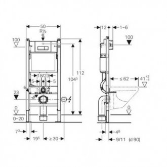 Комплект Geberit Duofix Платтенбау 458.125.21.1 + Vitra Integra 7040B003-0075 + Geberit Delta 51 115.105.21.1 хром глянцевый