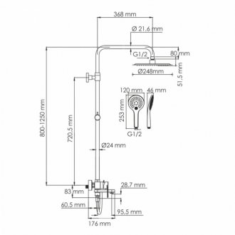 Душевая стойка WasserKRAFT A185.257.155.WM