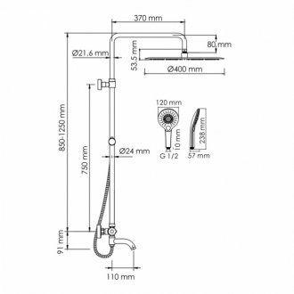 Душевая стойка WasserKRAFT A188.117.101.010.CH Thermo