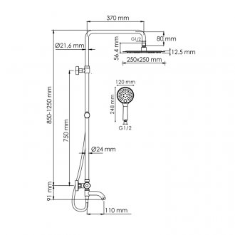 Душевая стойка WasserKRAFT A188.256.207.PG Thermo