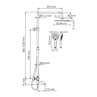 Душевая стойка WasserKRAFT A188.257.155.WM Thermo