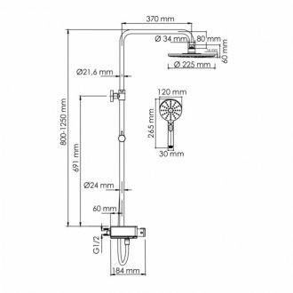 Душевая стойка WasserKRAFT A113.067.127.CH Thermo