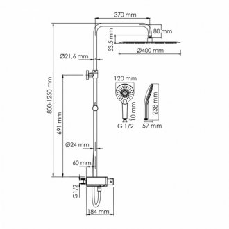 Душевая стойка WasserKRAFT A113.117.101.CH Thermo