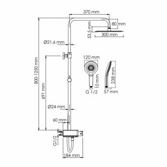 Душевая стойка WasserKRAFT A113.118.101.CH Thermo