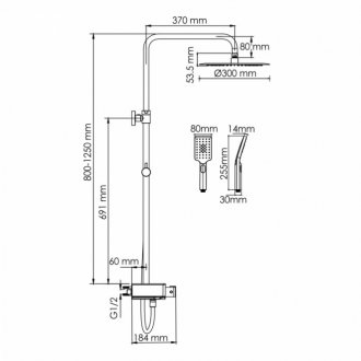 Душевая стойка WasserKRAFT A114.160.130.CB Thermo