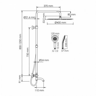 Душевая стойка WasserKRAFT A188.117.101.087.CH Thermo