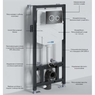 Инсталляция для унитаза WasserKRAFT Aller Aller 10TLT.010.ME без клавиши смыва