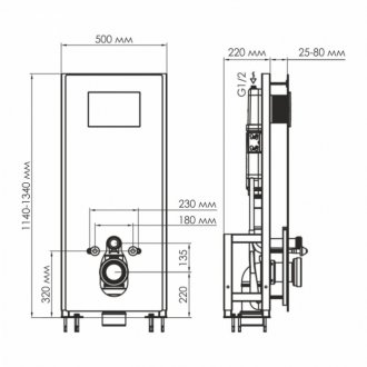 Инсталляция для унитаза WasserKRAFT Glan 66TLT.010.ME.BL.WH04