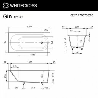 Ванна Whitecross Gin 170x75