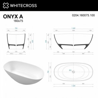Ванна Whitecross Onyx A 0204.160075.100 160x75