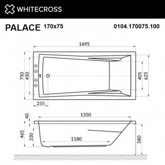 Ванна Whitecross Palace Line 170x75 хром