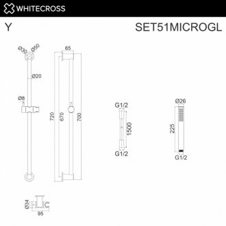 Душевой гарнитур Whitecross SET51MICROGL золото