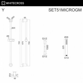 Душевой гарнитур Whitecross SET51MICROGM оружейная сталь